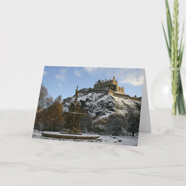 Edinburgh Castle in Winter Holiday Card (Front)