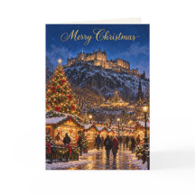 Edinburgh Castle Merry Christmas Holiday Card