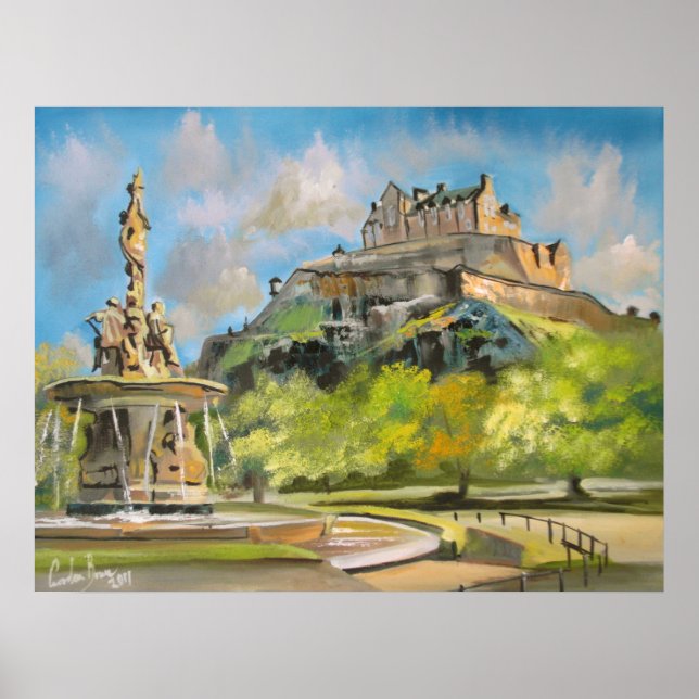 Edinburgh castle oil painting Gordon Bruce art Poster (Front)