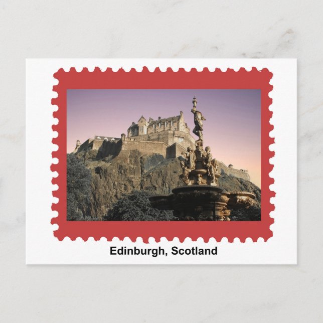Edinburgh Castle Postage Stamp Postcard (Front)