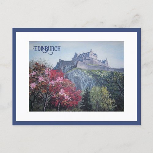 Edinburgh Castle Scotland  painting by PolaBAlex Postcard