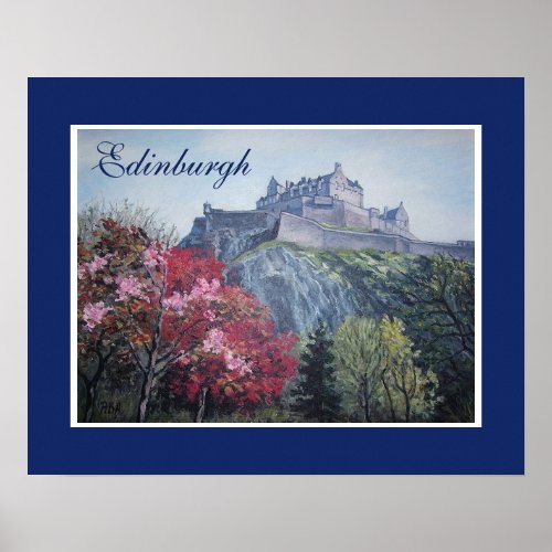 Edinburgh Castle Scotland painting by PolaBAlex  Poster