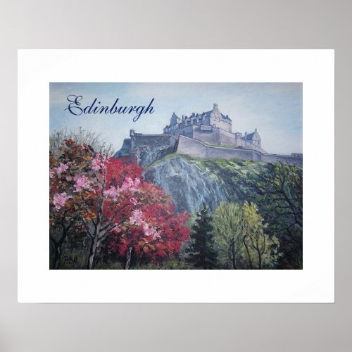 Edinburgh Castle Scotland painting by PolaBAlex  Poster