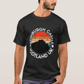 Edinburgh Castle Scotland Retro Sunset Souvenir Pu T-Shirt
