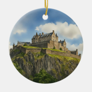 Edinburgh Castle Scotland Watercolor Ceramic Ornament