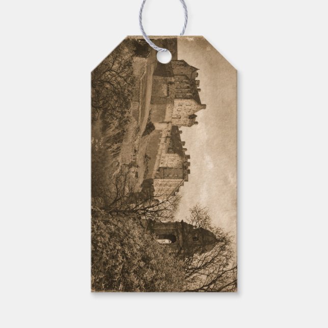 Edinburgh Castle Sepia Photograph Gift Tags (Front)
