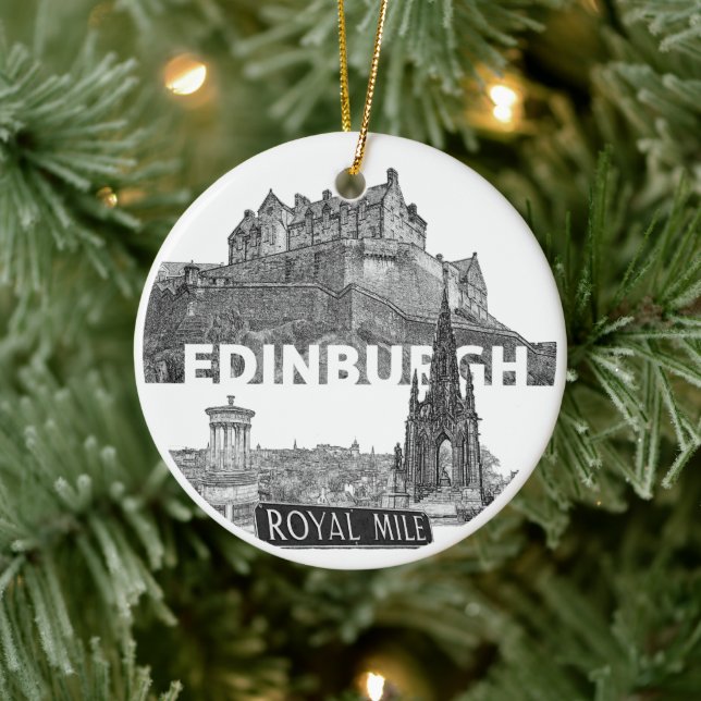 Edinburgh Christmas Bauble Ceramic Ornament (Tree)