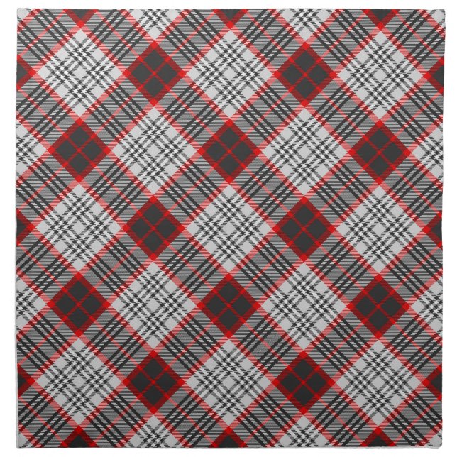 Edinburgh City Tartan Plaid Grey Black Red Cloth Napkin (Front)