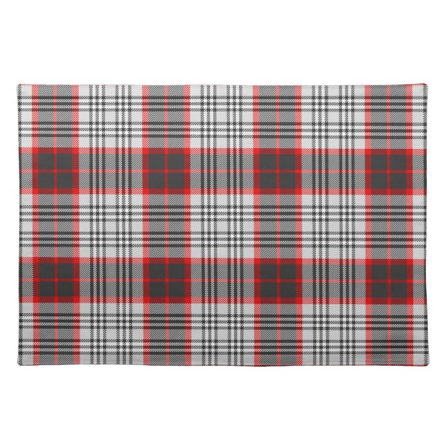 Edinburgh City Tartan Plaid Grey Black Red Cloth Placemat (Front)