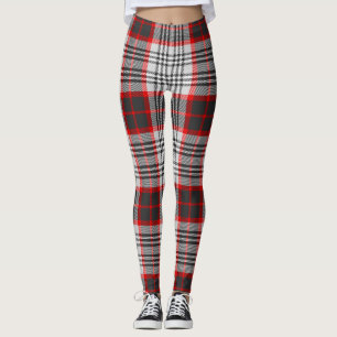 Edinburgh City Tartan Plaid Grey Black Red Leggings