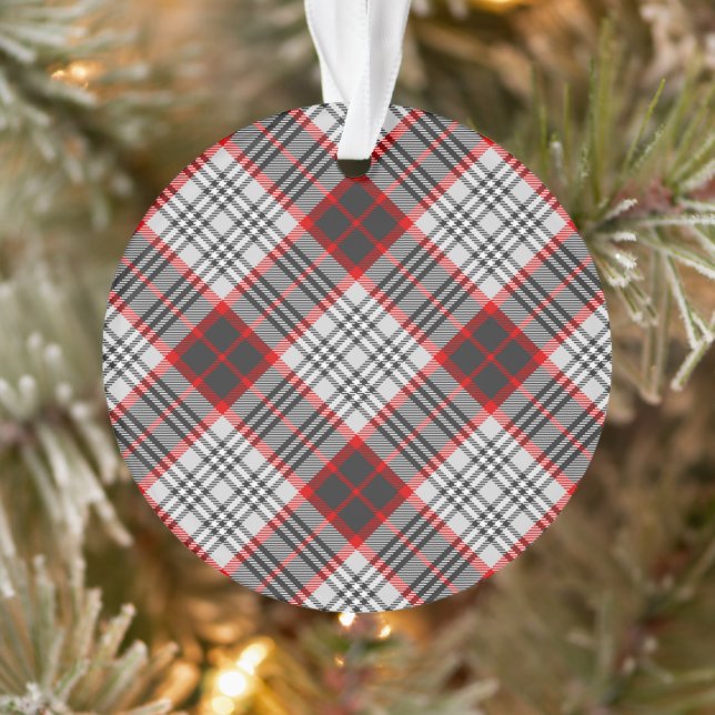 Edinburgh City Tartan Plaid Grey Black Red Ornament (Tree)