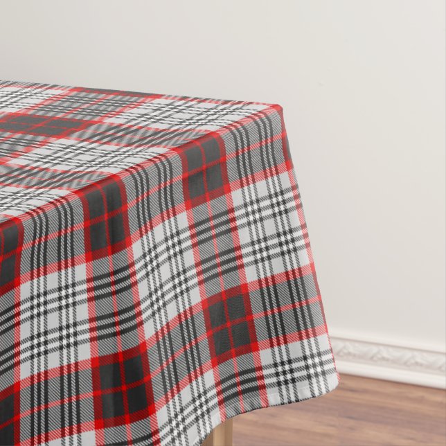 Edinburgh City Tartan Plaid Grey Black Red Tablecloth (In Situ)