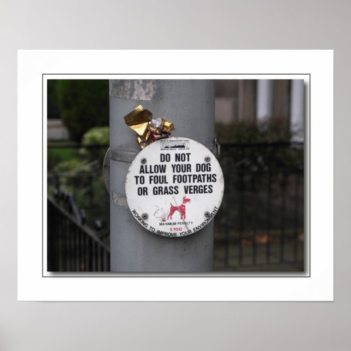 Edinburgh Dog Poop   Scoop Sign Print