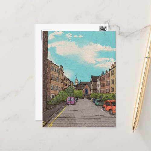 Edinburgh Downtown Cityscape Illustration Postcard