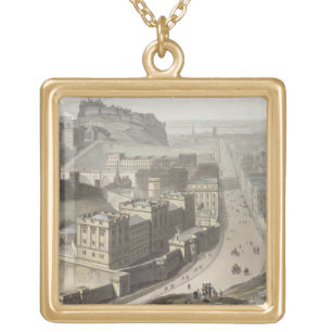 Edinburgh, from Calton Hill, from 'A Voyage Around Gold Plated Necklace