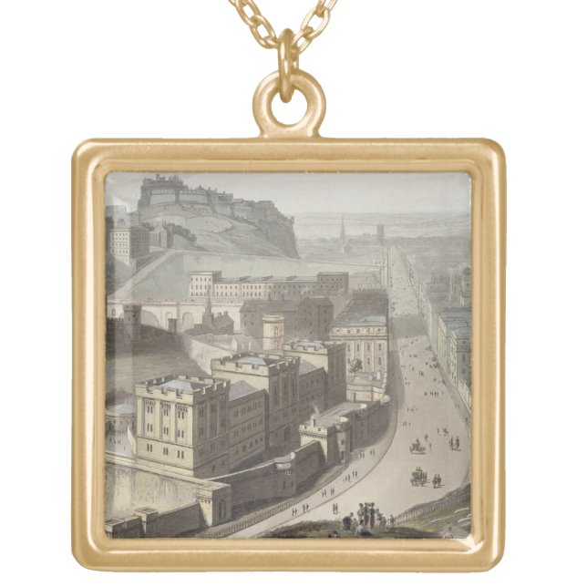 Edinburgh, from Calton Hill, from 'A Voyage Around Gold Plated Necklace (Front)