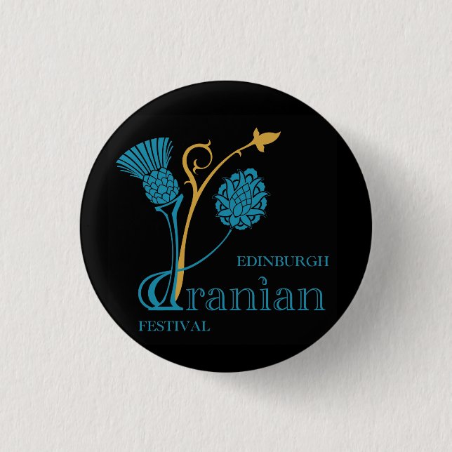 Edinburgh Iranian Festival Badge - Logo Black Pinback Button (Front)