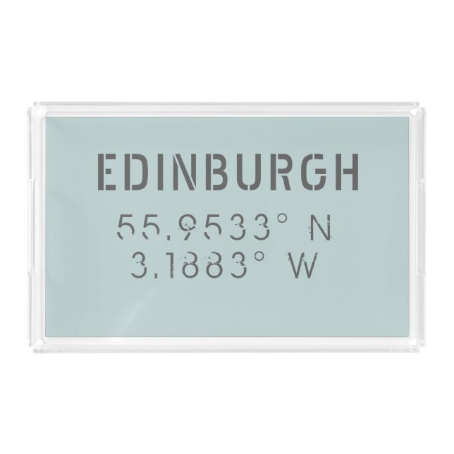 Edinburgh Latitude & Longitude Acrylic Tray (Front)