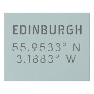 Edinburgh Latitude Longitude Faux Canvas Print