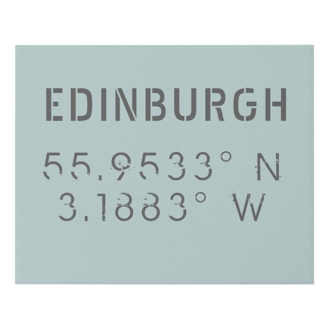 Edinburgh Latitude Longitude Faux Canvas Print (Front)
