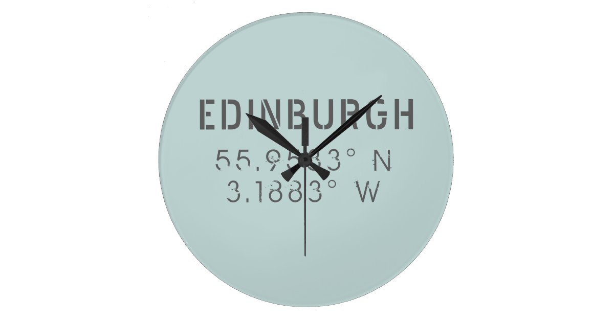 Edinburgh Latitude & Longitude Large Clock