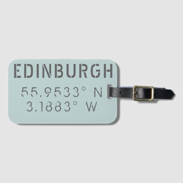 Edinburgh Latitude Longitude Luggage Tag (Front Horizontal)