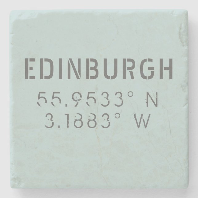 Edinburgh Latitude Longitude Stone Coaster (Front)