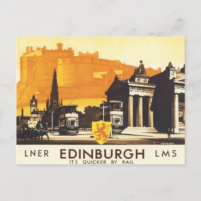 Edinburgh LNER Fine Vintage Travel Poster Postcard (Front)