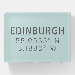 Edinburgh Longitude Latitude  Paperweight