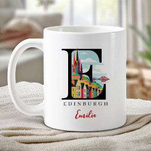 Edinburgh Monogram Letter E Personalized Gift Coffee Mug