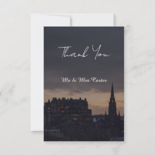 Edinburgh Night Skyline Scottish Wedding Thank You Card