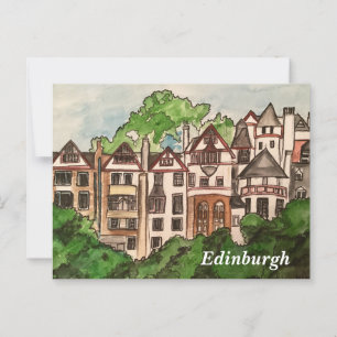 Edinburgh postcard ( Houses next to castle.)