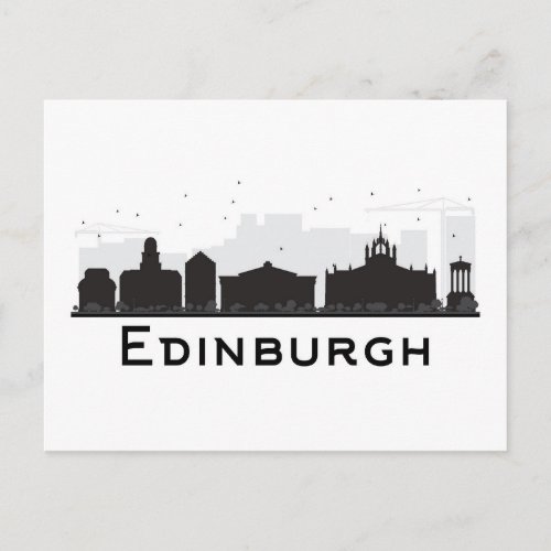 Edinburgh Scotland  Black and White Skyline Postcard
