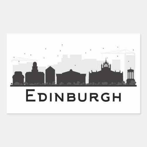 Edinburgh Scotland  Black and White Skyline Rectangular Sticker