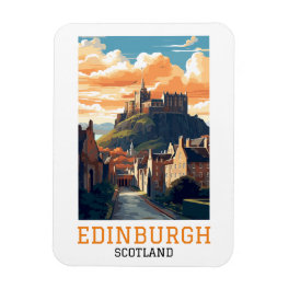 Edinburgh Scotland Castle Retro Vintage Travel Magnet