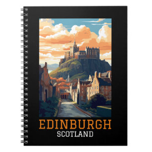 Edinburgh Scotland Castle Retro Vintage Travel Notebook