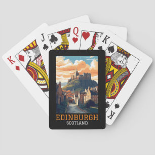 Edinburgh Scotland Castle Retro Vintage Travel Poker Cards