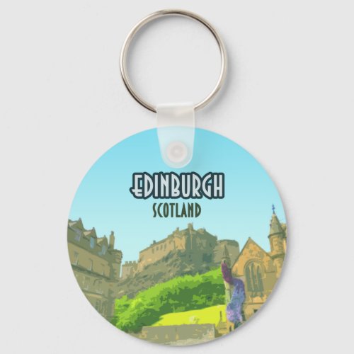 Edinburgh Scotland Castle United Kingdom Vintage Keychain