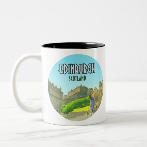 Edinburgh Scotland Castle United Kingdom Vintage Two_Tone Coffee Mug