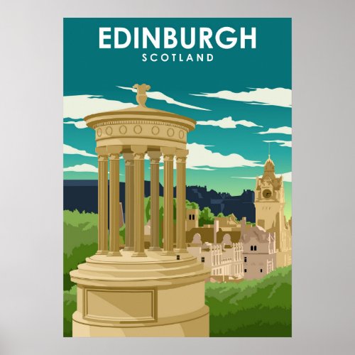Edinburgh Scotland City Illustration Travel Poster