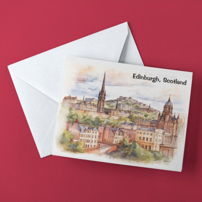 Edinburgh Scotland City View Watercolor Travel Postcard (Edinburgh Scotland City View Watercolor Travel Postcard)