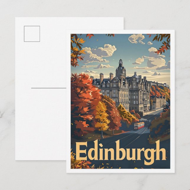 Edinburgh Scotland Classic Retro Vintage Travel Postcard (Front/Back)