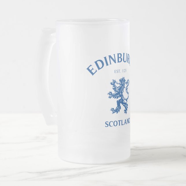 Edinburgh Scotland Frosted Glass Beer Mug (Front Left)