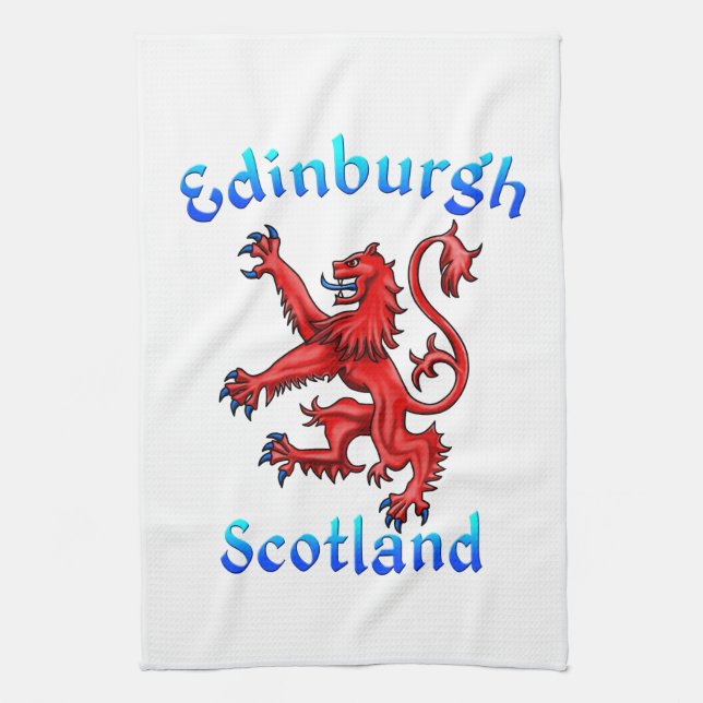 Edinburgh Scotland Lion Rampant Scottish Flag Kitchen Towel (Vertical)