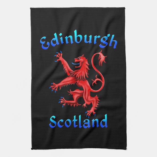 Edinburgh Scotland Lion Rampant Scottish Flag Kitchen Towel (Vertical)