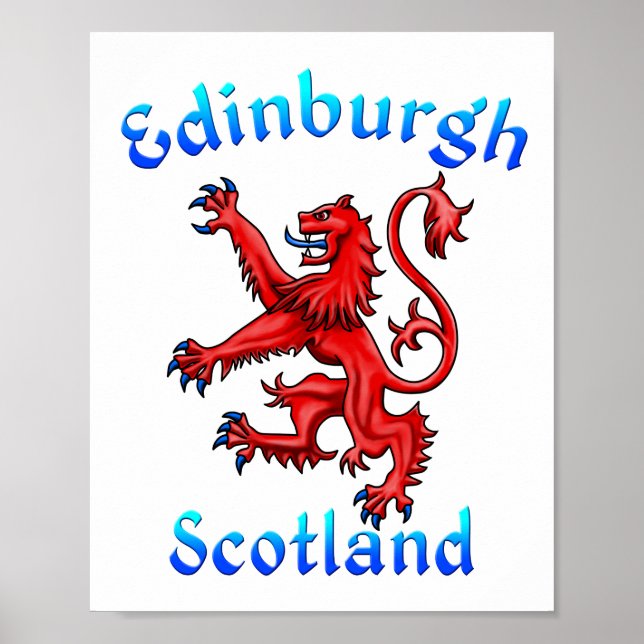 Edinburgh Scotland Lion Rampant Scottish Flag Poster (Front)