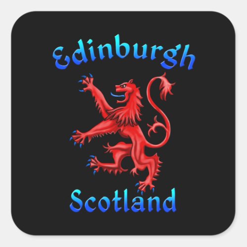 Edinburgh Scotland Lion Rampant Scottish Flag Square Sticker