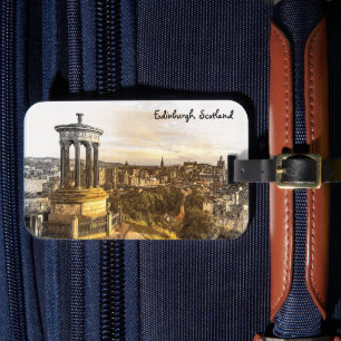 Edinburgh Scotland Panorama View Vintage Travel Luggage Tag