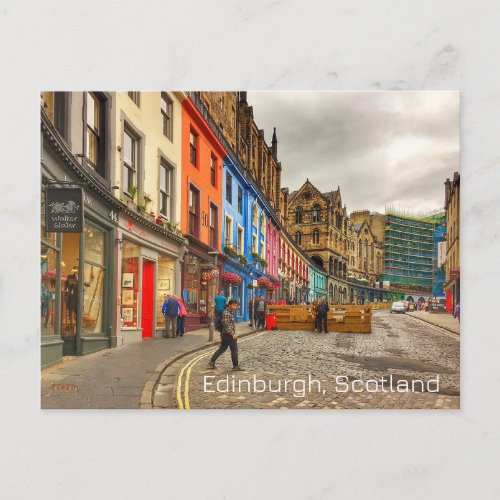 Edinburgh Scotland Pretty Street Scene Postcard