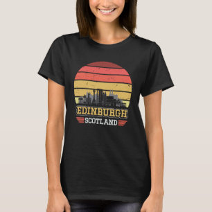 Edinburgh Scotland Retro Vintage Sunset Skyline Ed T-Shirt